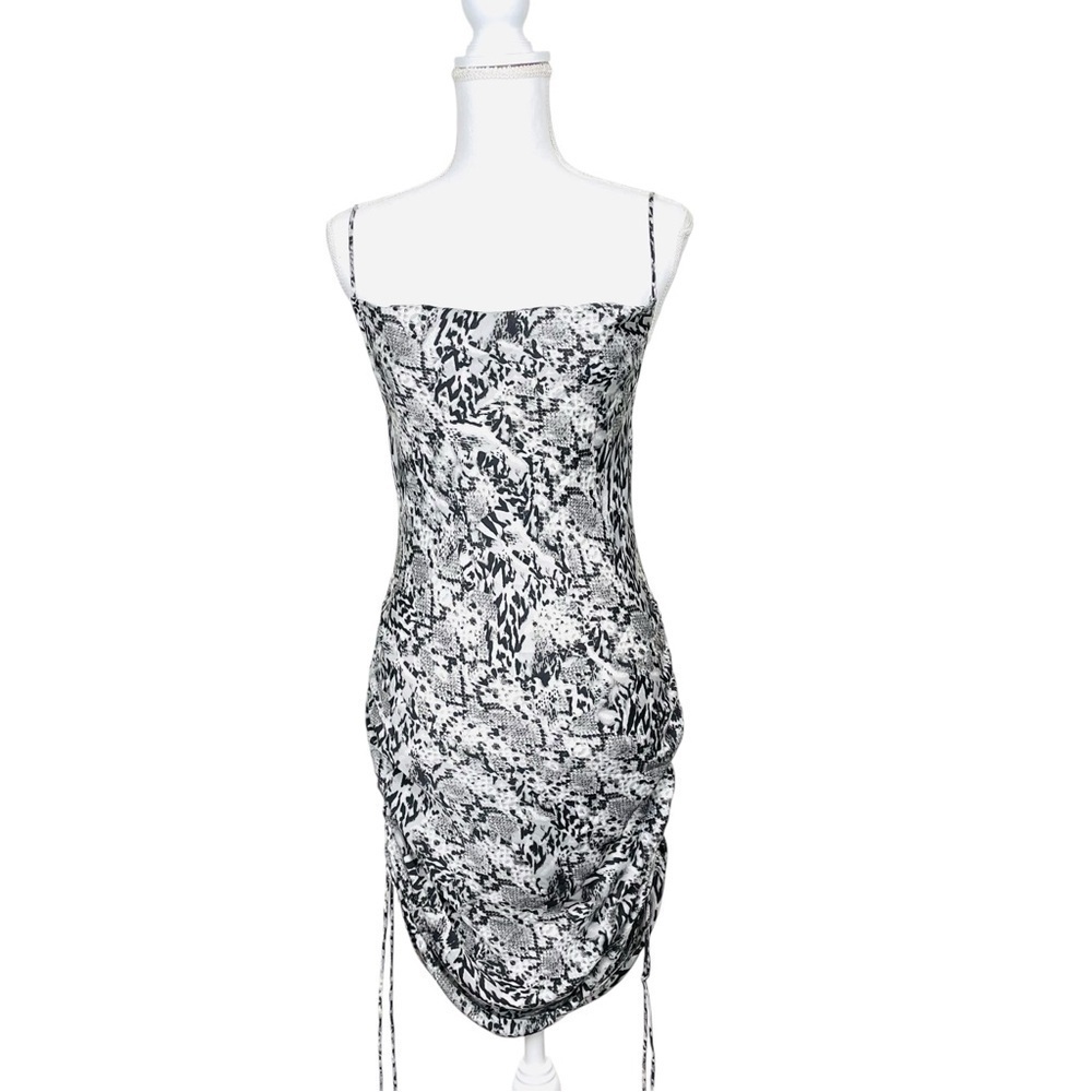 Free People Day to Night Slip Dress Ruched Snake Print Slinky Mini Size XSmall - Picture 8 of 14